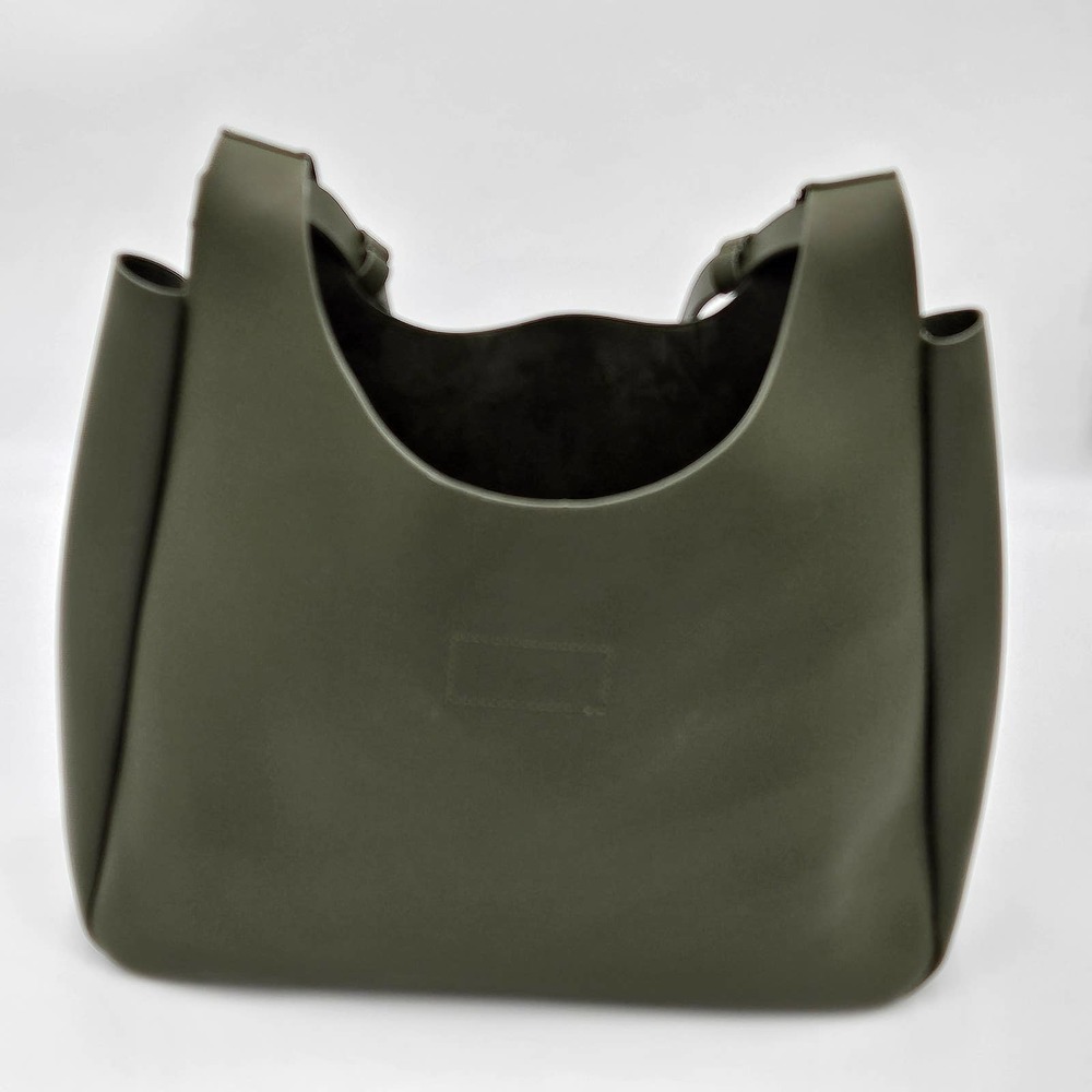 Neiman Marcus Olive Miss Green Vegan Shoulder Tote Bag 15"×5"×14" No Pockets